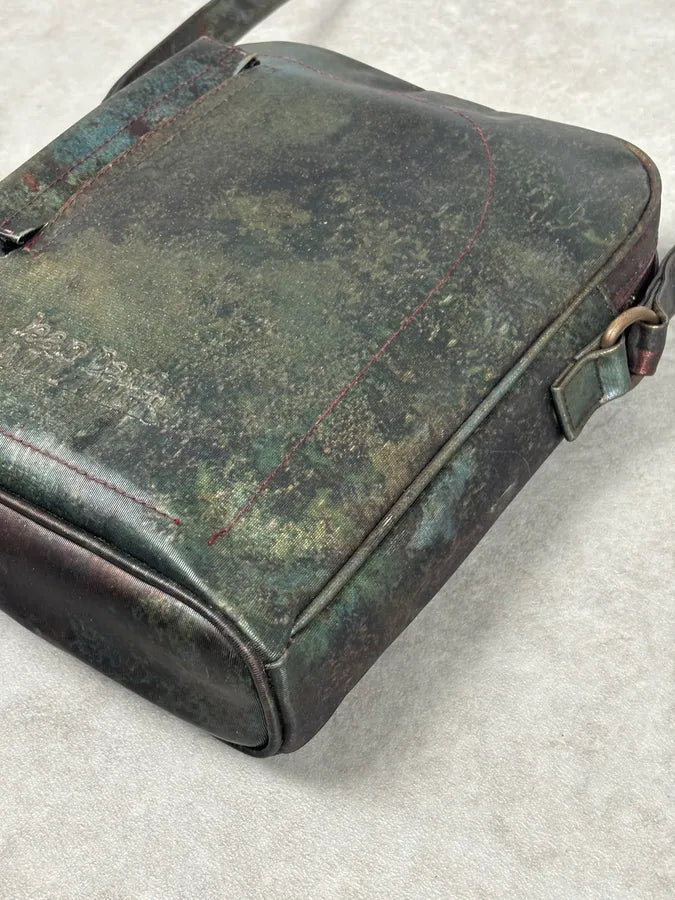 AW1995 Jean Paul Gaultier Green Eroded World Satin Leather Bag QEwunHo 9