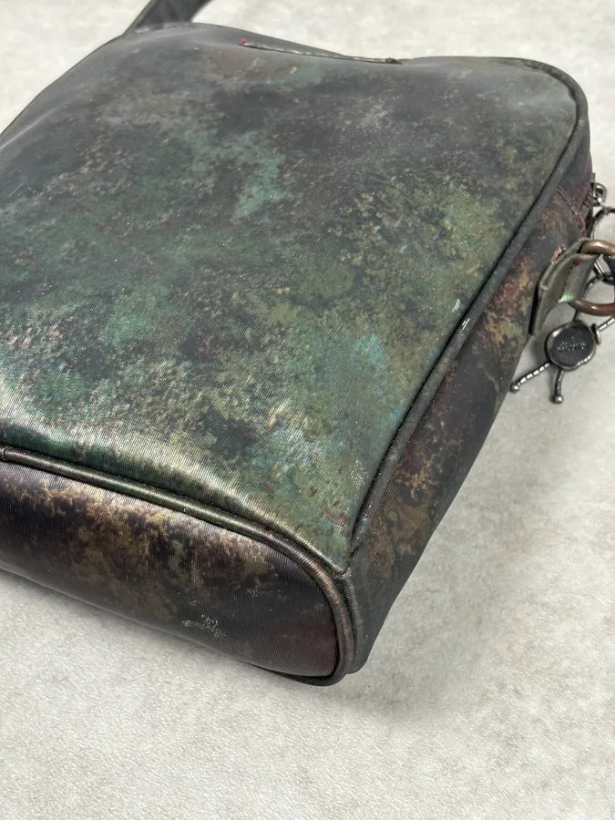 AW1995 Jean Paul Gaultier Green Eroded World Satin Leather Bag QEwunHo 7