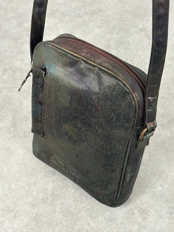 AW1995 Jean Paul Gaultier Green Eroded World Satin Leather Bag QEwunHo 2