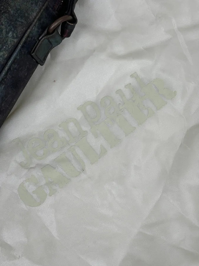 AW1995 Jean Paul Gaultier Green Eroded World Satin Leather Bag QEwunHo 17