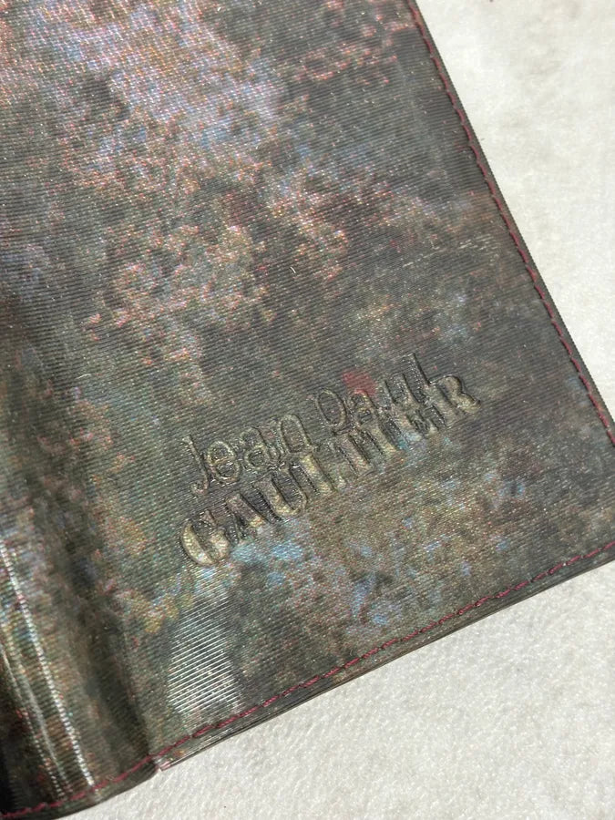 AW1995 Jean Paul Gaultier World Eroded Green Leather Wallet HkhQEJk 3
