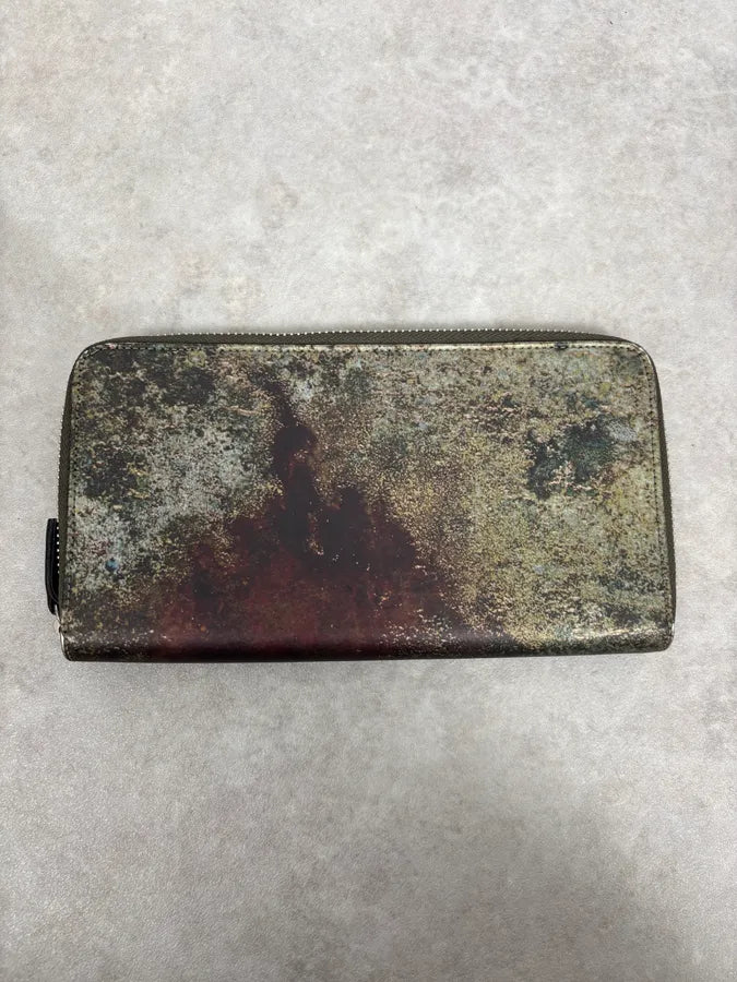 AW1995 Jean Paul Gaultier World Eroded Green Leather Wallet hPiVTfM 2