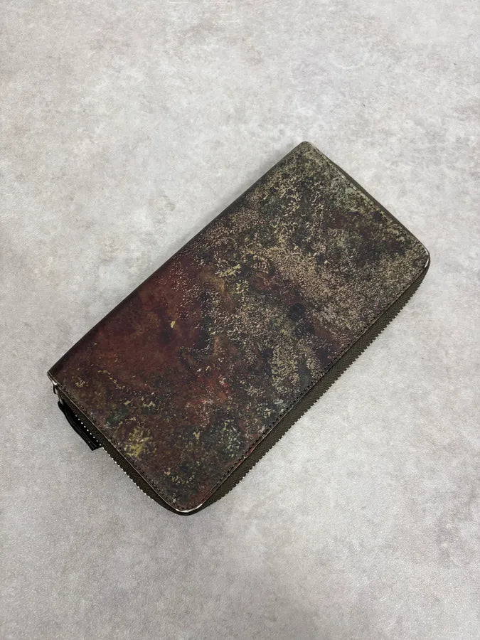 AW1995 Jean Paul Gaultier World Eroded Green Leather Wallet hPiVTfM 1