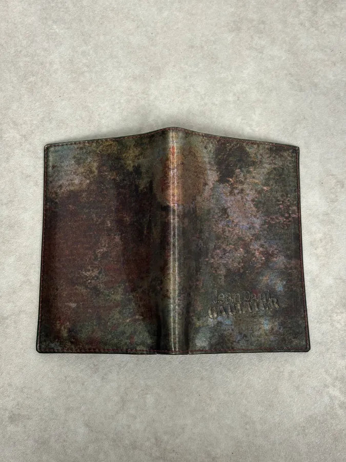AW1995 Jean Paul Gaultier World Eroded Green Leather Wallet HkhQEJk 2