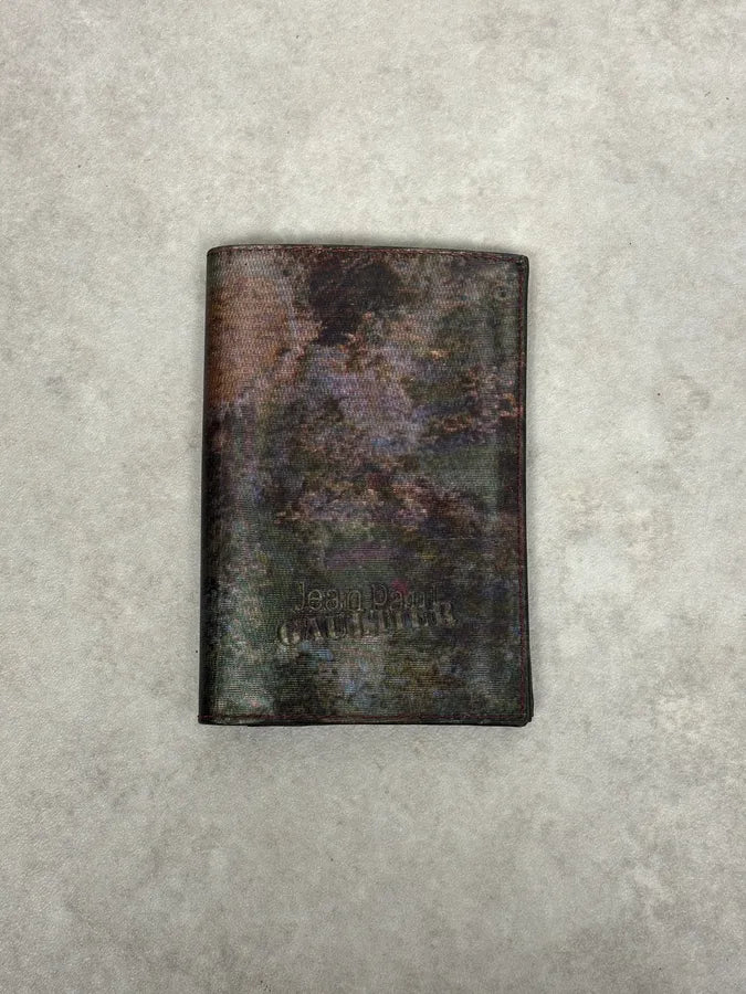 AW1995 Jean Paul Gaultier World Eroded Green Leather Wallet HkhQEJk 0