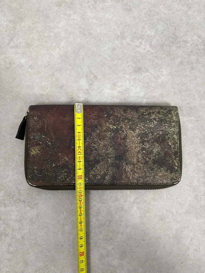 AW1995 Jean Paul Gaultier World Eroded Green Leather Wallet hPiVTfM 6