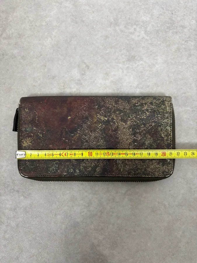 AW1995 Jean Paul Gaultier World Eroded Green Leather Wallet hPiVTfM 7