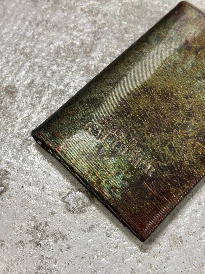 AW1995 Jean Paul Gaultier World Eroded Green Leather Wallet WKcYxpp 1