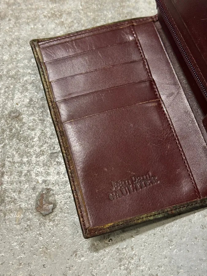 AW1995 Jean Paul Gaultier World Eroded Green Leather Wallet WKcYxpp 4