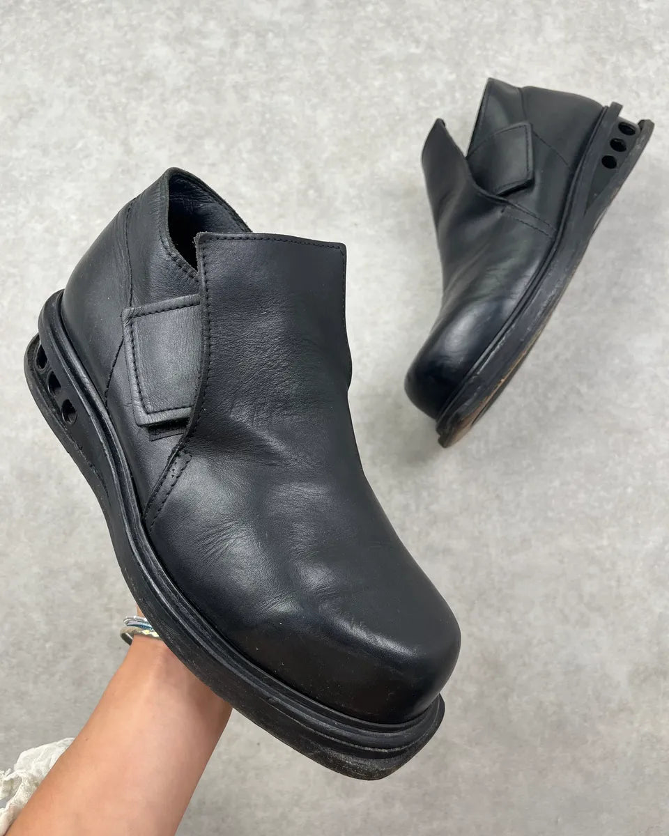 AW1996 Dirk Bikkembergs Black Leather Perfored Loafers  pmFQcsA 0