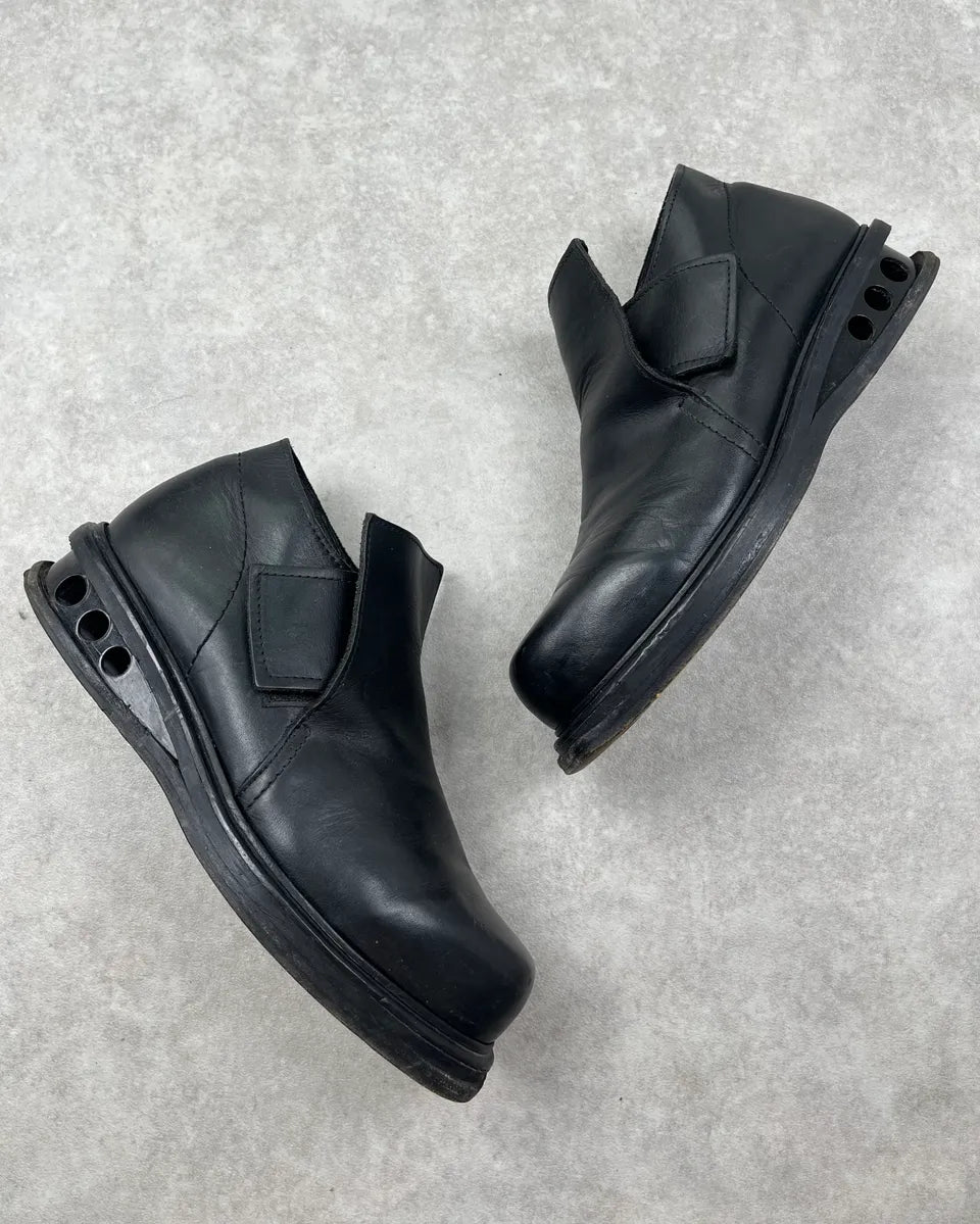 AW1996 Dirk Bikkembergs Black Leather Perfored Loafers  pmFQcsA 1