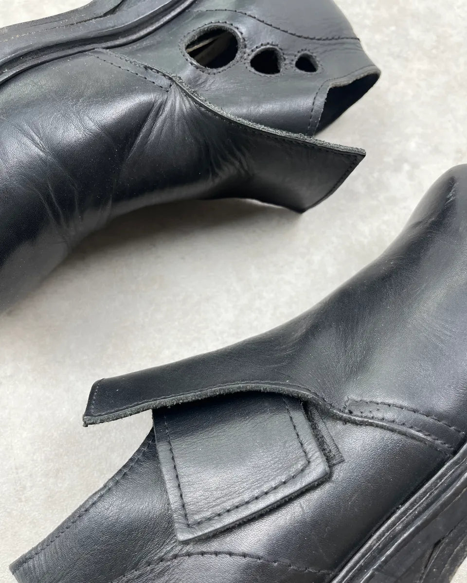 AW1996 Dirk Bikkembergs Black Leather Perfored Loafers  pmFQcsA 4