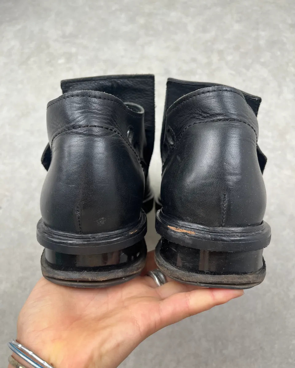 AW1996 Dirk Bikkembergs Black Leather Perfored Loafers  pmFQcsA 8