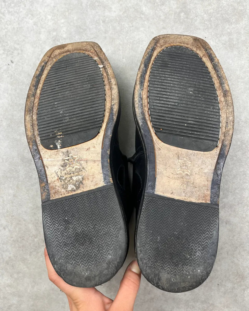 AW1996 Dirk Bikkembergs Black Leather Perfored Loafers  pmFQcsA 9