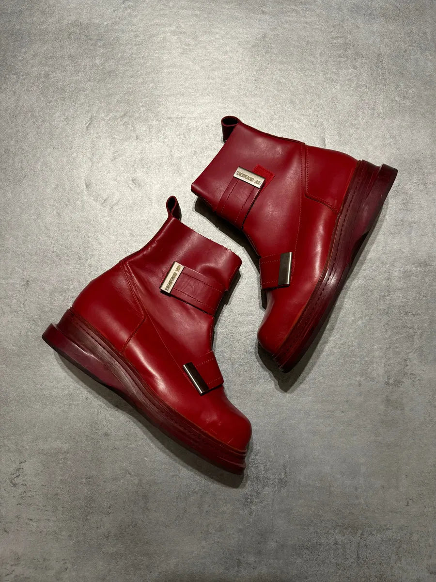 AW1996 Dirk Bikkembergs Red Astro Strapped Leather Boots xLMFleu 10