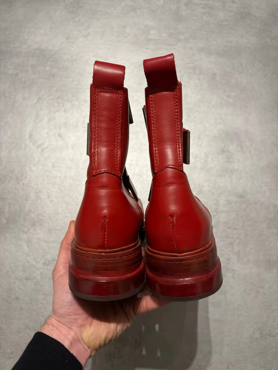 AW1996 Dirk Bikkembergs Red Astro Strapped Leather Boots xLMFleu 3