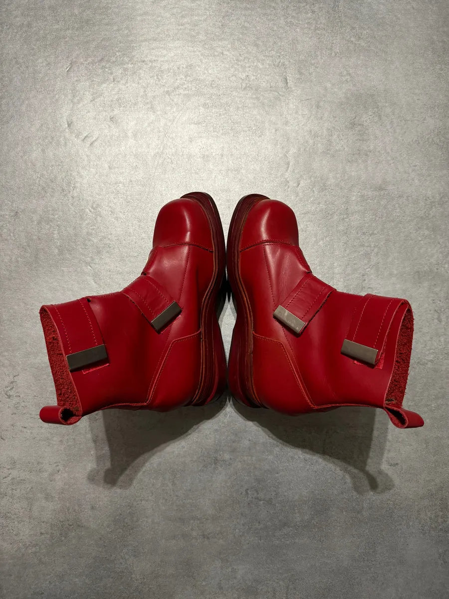 AW1996 Dirk Bikkembergs Red Astro Strapped Leather Boots xLMFleu 5