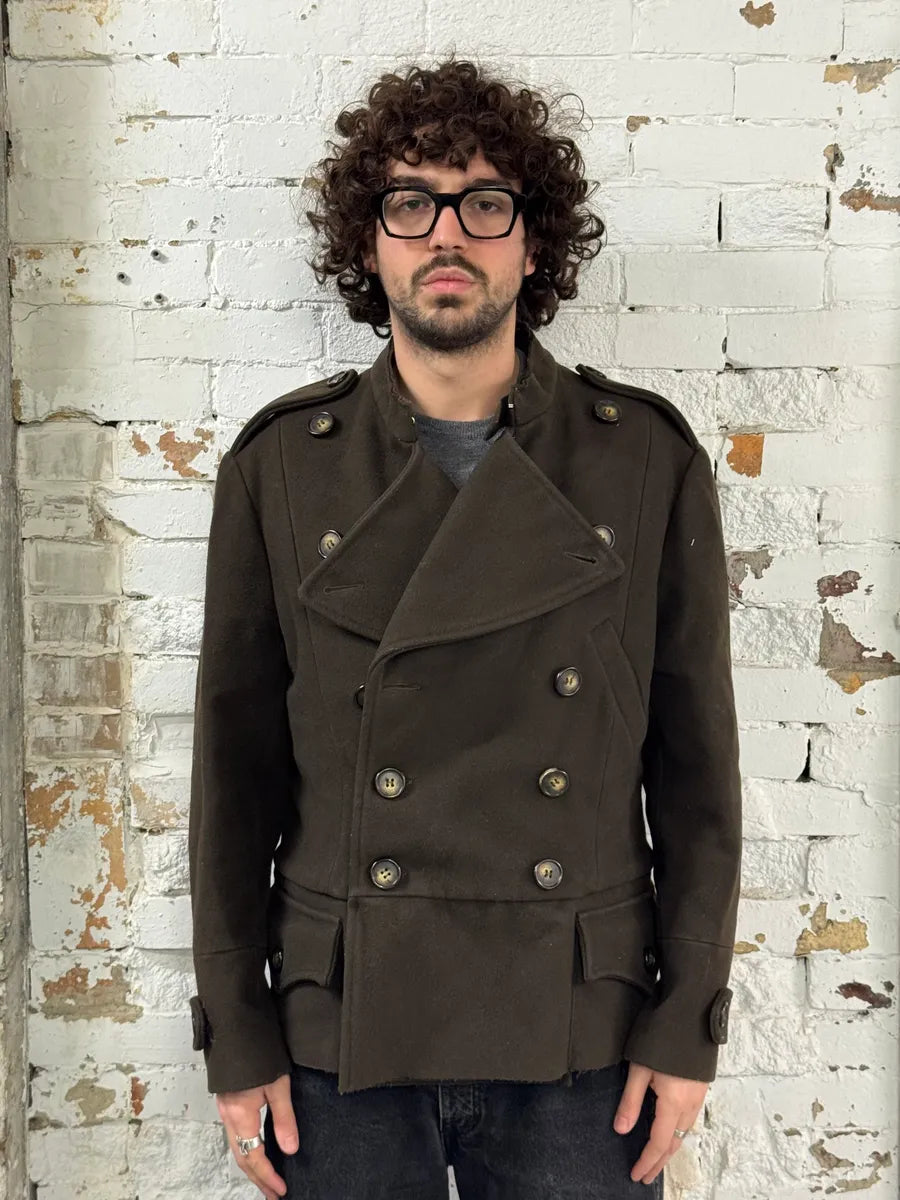 AW1996 Dolce & Gabbana Dark Olive Green Officer Buttoned Wool Jacket dLMlfTo 0