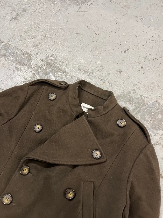 AW1996 Dolce & Gabbana Dark Olive Green Officer Buttoned Wool Jacket dLMlfTo 4