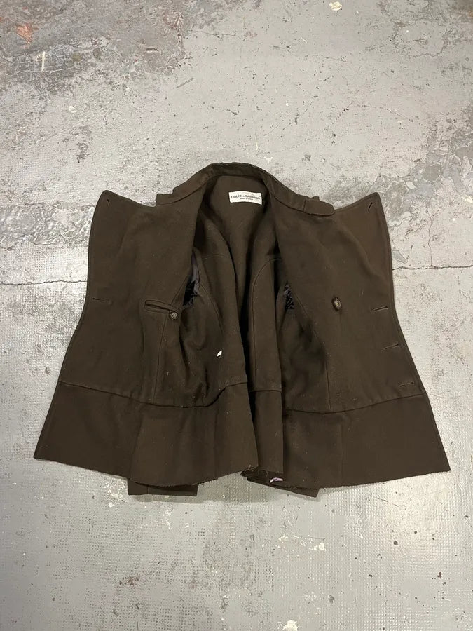 AW1996 Dolce & Gabbana Dark Olive Green Officer Buttoned Wool Jacket dLMlfTo 7