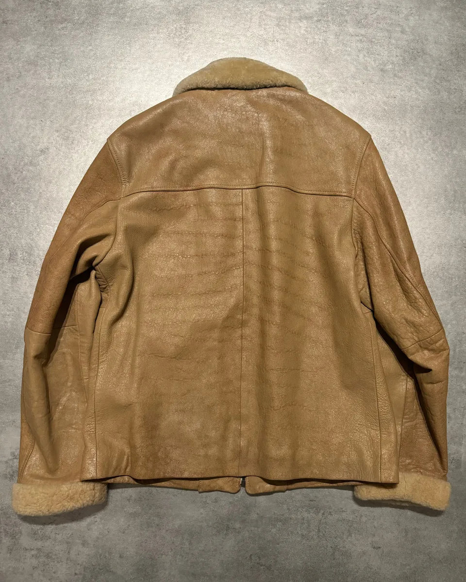 AW1996 Dolce & Gabbana Raw Shealing Beige Leather Jacket WXENvjj 1