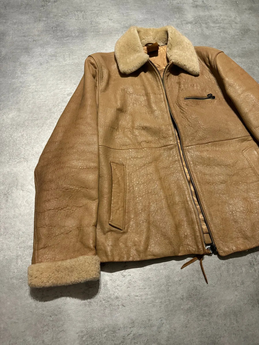 AW1996 Dolce & Gabbana Raw Shealing Beige Leather Jacket WXENvjj 10
