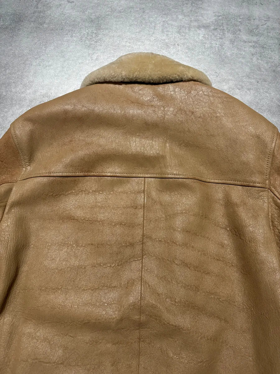 AW1996 Dolce & Gabbana Raw Shealing Beige Leather Jacket WXENvjj 2
