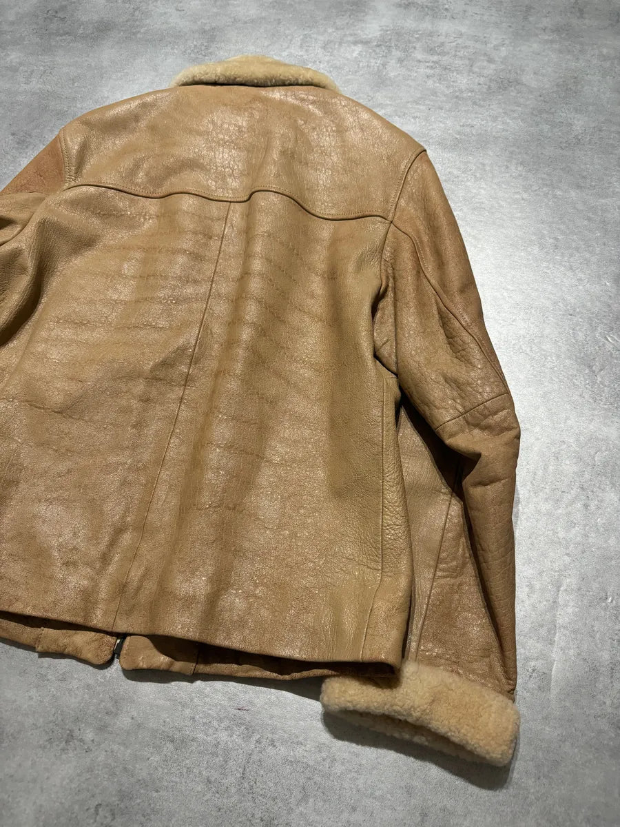 AW1996 Dolce & Gabbana Raw Shealing Beige Leather Jacket WXENvjj 3