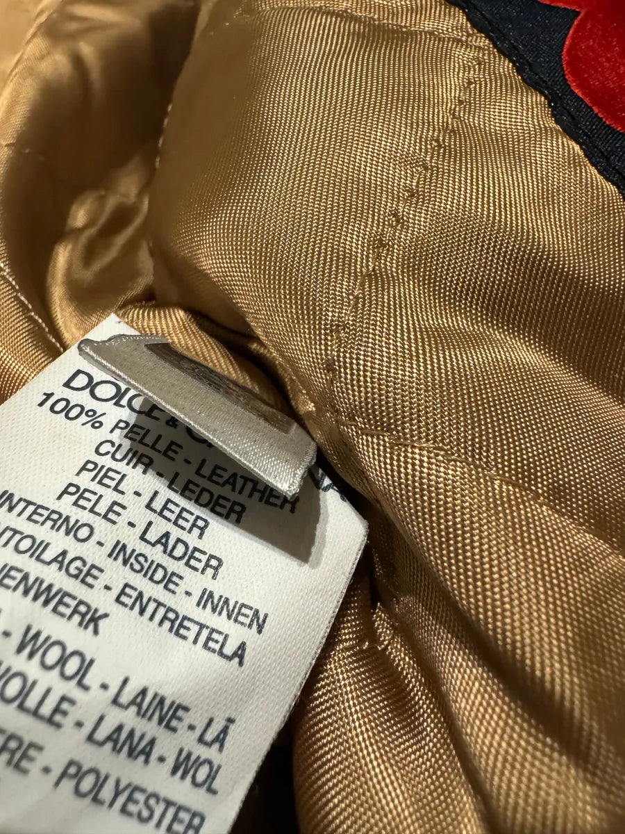 AW1996 Dolce & Gabbana Raw Shealing Beige Leather Jacket WXENvjj 5