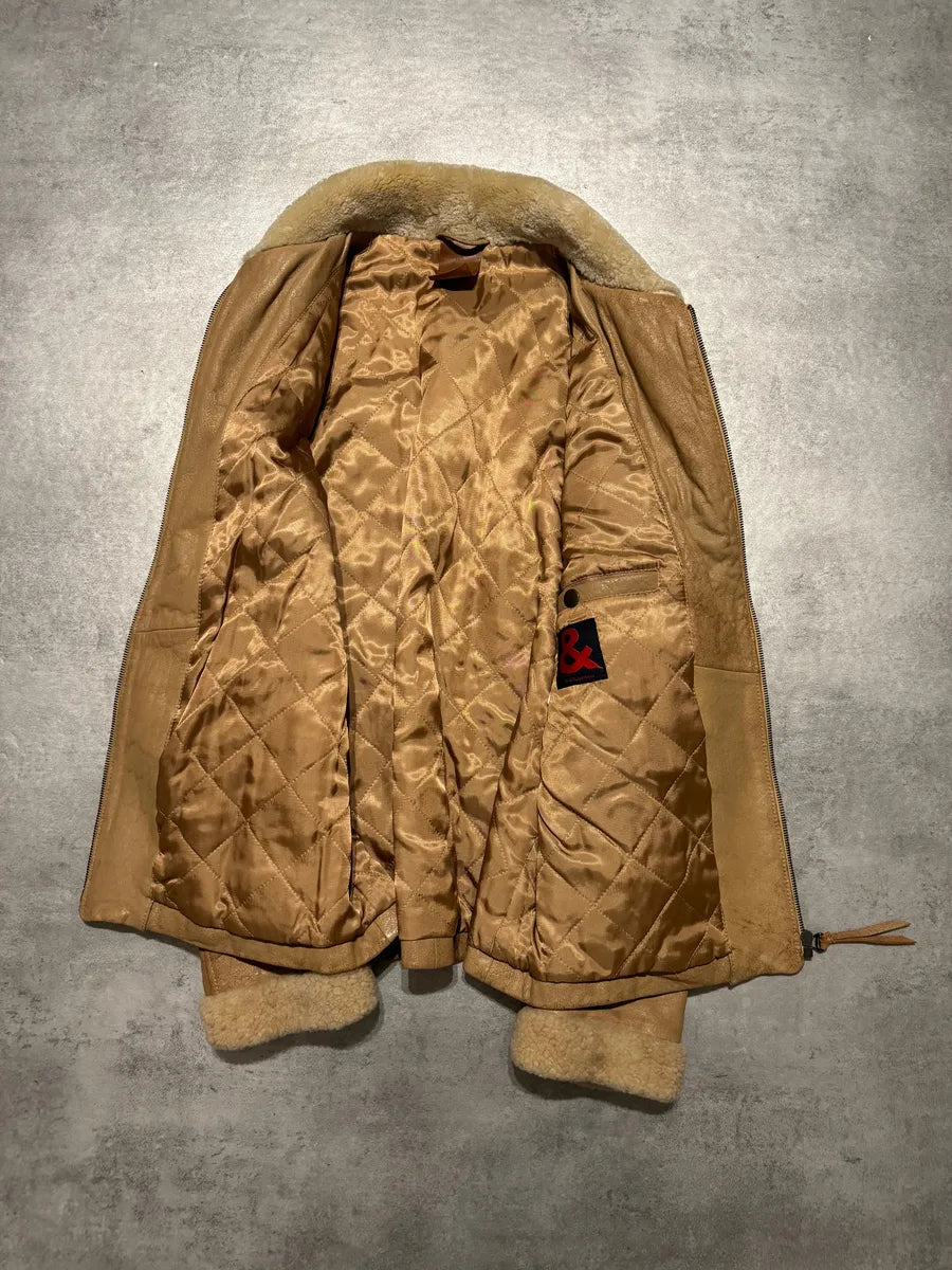 AW1996 Dolce & Gabbana Raw Shealing Beige Leather Jacket WXENvjj 7