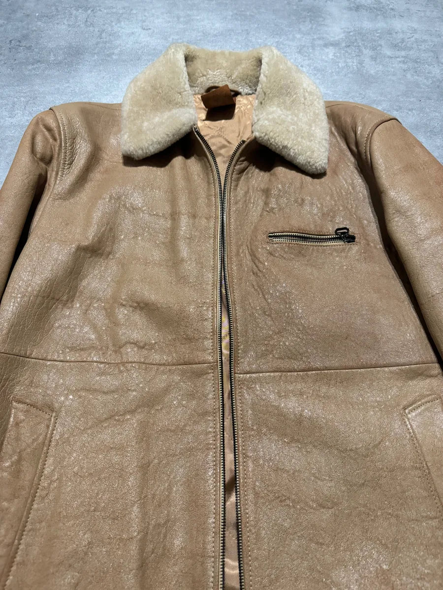AW1996 Dolce & Gabbana Raw Shealing Beige Leather Jacket WXENvjj 9