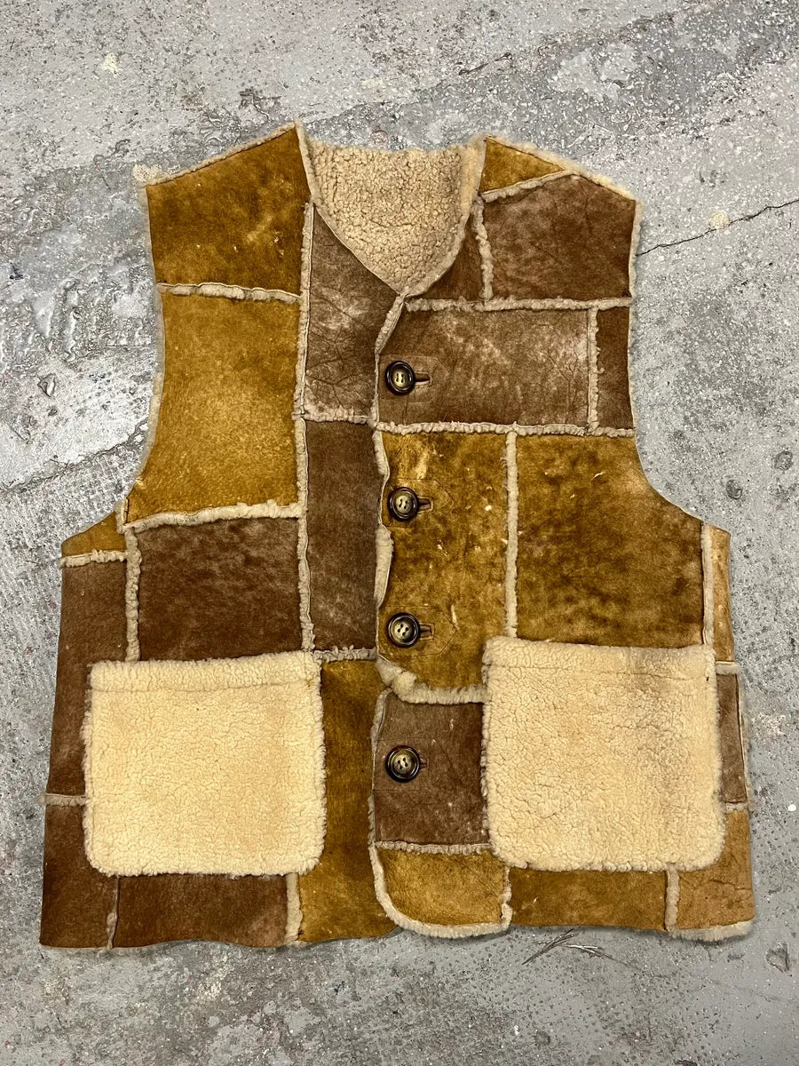 AW1996 Dolce & Gabbana Shearling Leather Patchwork Vest (M) 0