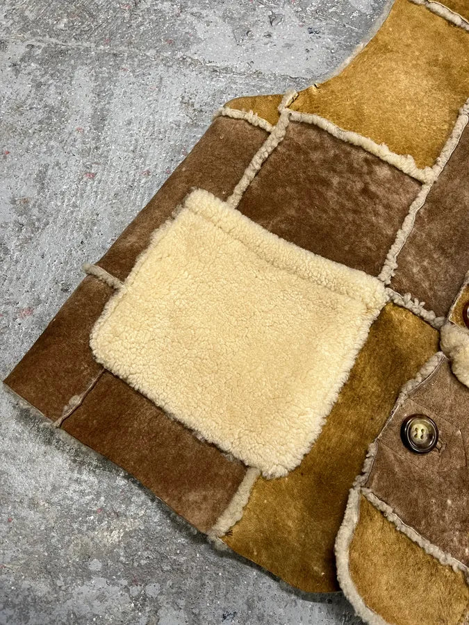 AW1996 Dolce & Gabbana Shearling Leather Patchwork Vest (M) 2