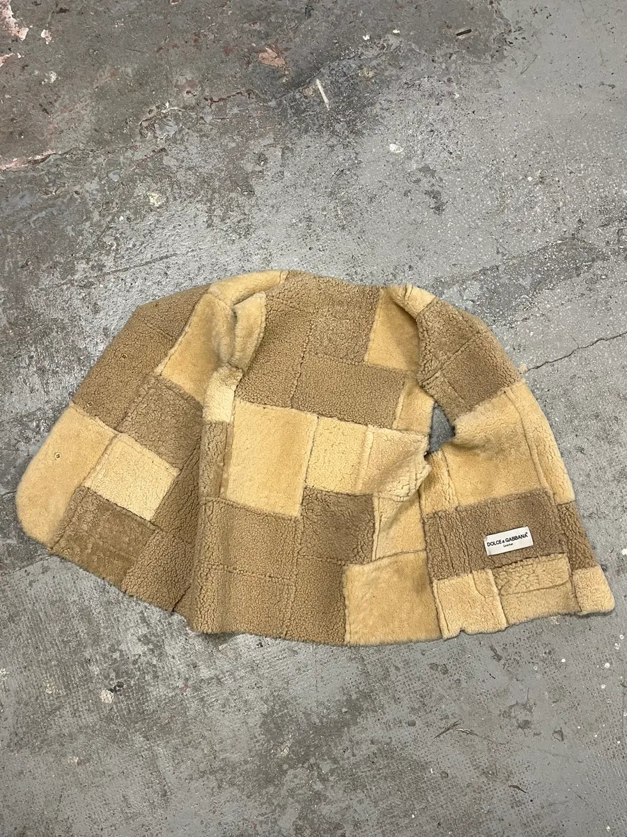 AW1996 Dolce & Gabbana Shearling Leather Patchwork Vest (M) 3