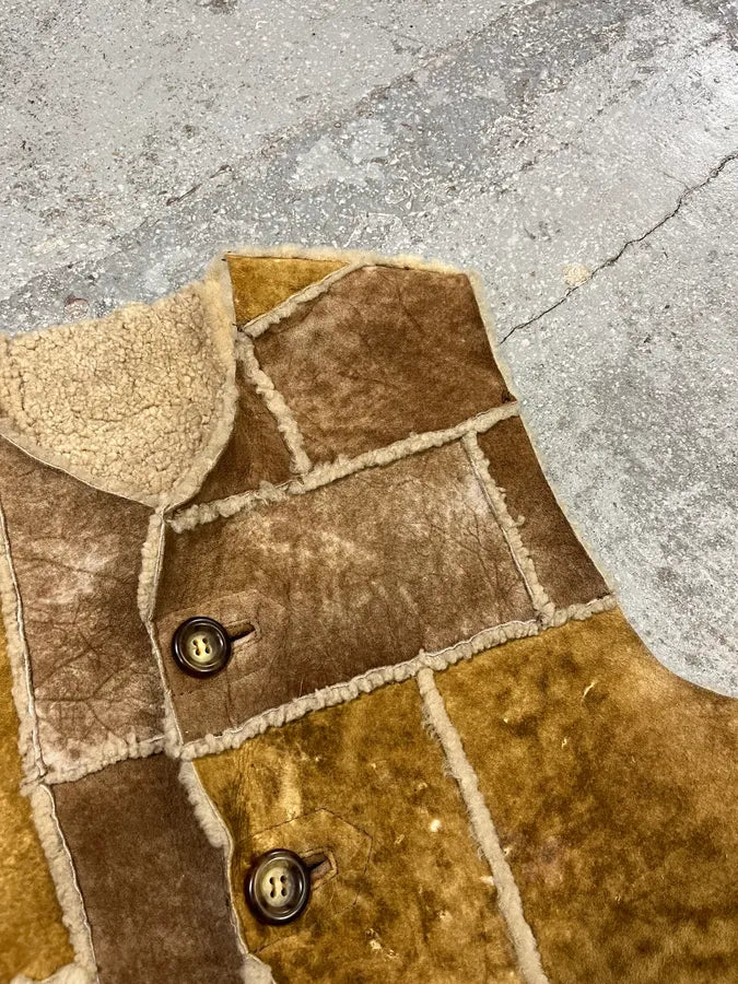 AW1996 Dolce & Gabbana Shearling Leather Patchwork Vest (M) 4