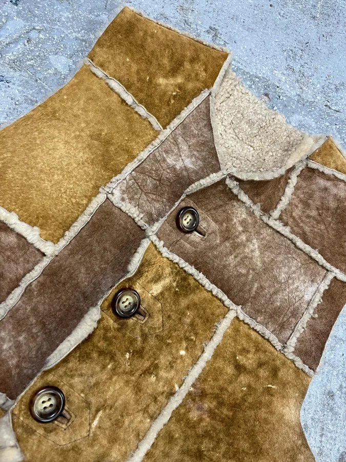 AW1996 Dolce & Gabbana Shearling Leather Patchwork Vest (M) 6