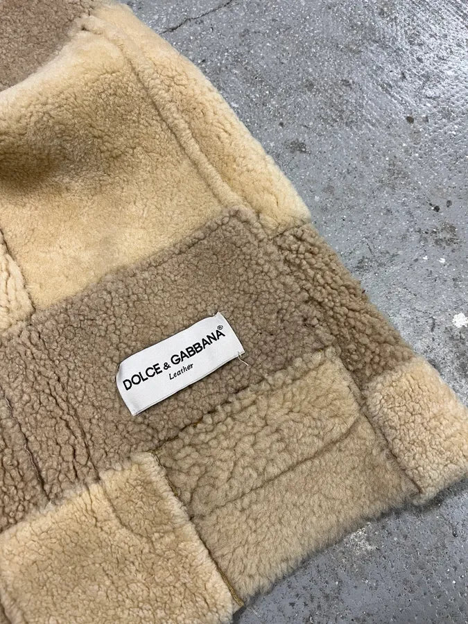 AW1996 Dolce & Gabbana Shearling Leather Patchwork Vest (M) 7