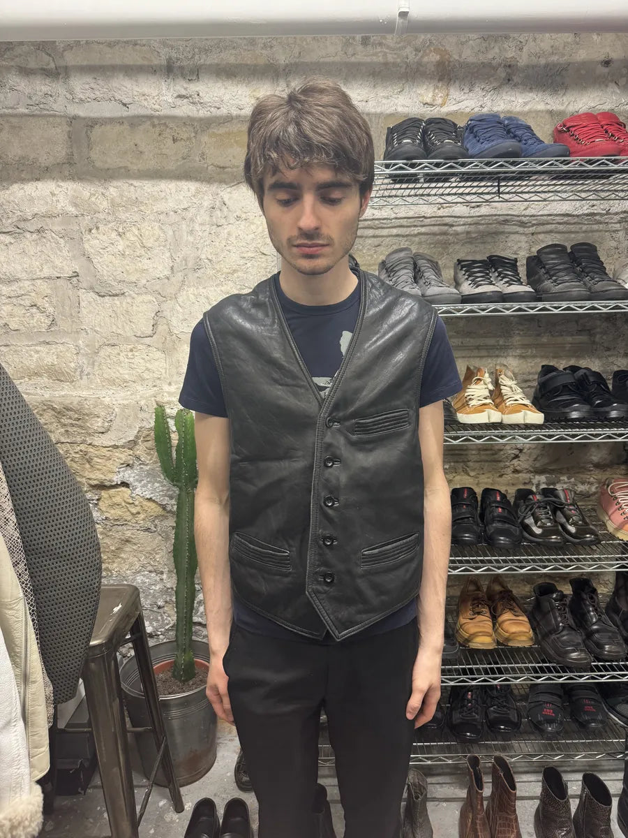 AW1996 Giorgio Armani Leather Biker Vest (S/M) 4