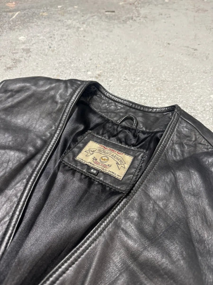 AW1996 Giorgio Armani Leather Biker Vest (S/M) 9