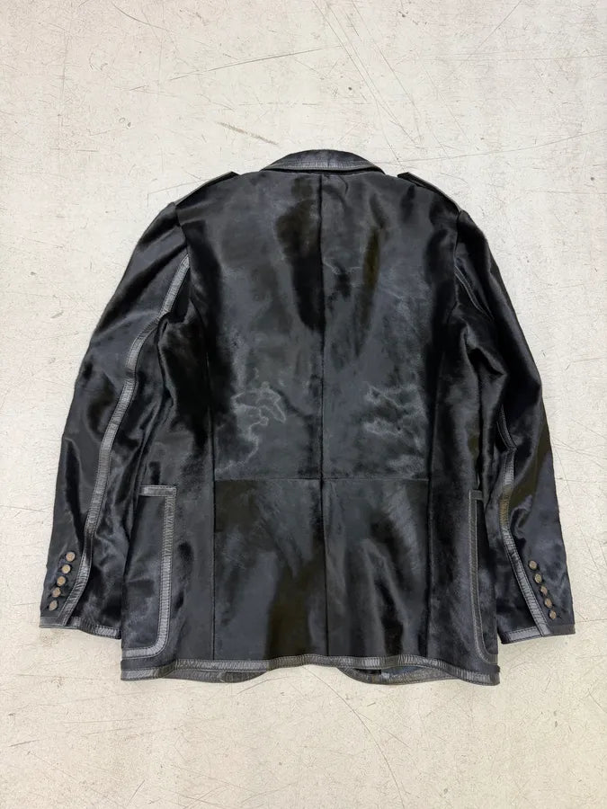 AW1997 Gucci Pony Hair Black Leather Blazer Jacket by Tom Ford PRVTRQw 1