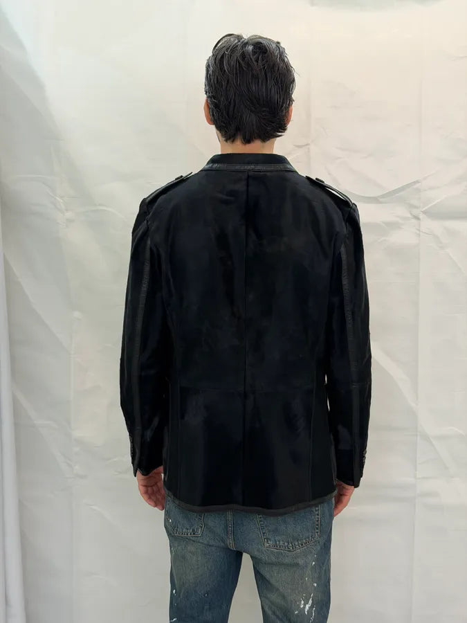 AW1997 Gucci Pony Hair Black Leather Blazer Jacket by Tom Ford PRVTRQw 5