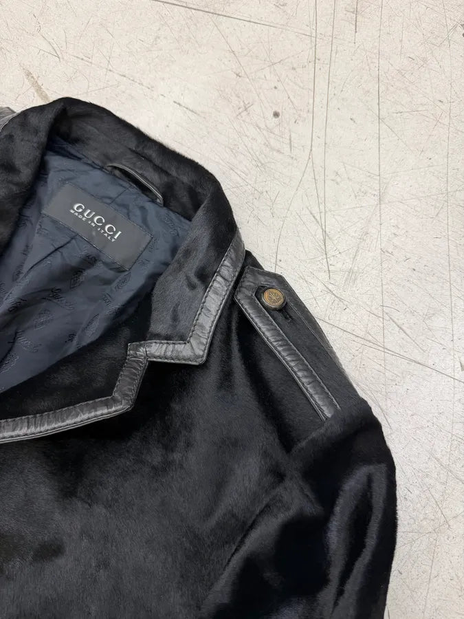 AW1997 Gucci Pony Hair Black Leather Blazer Jacket by Tom Ford PRVTRQw 9