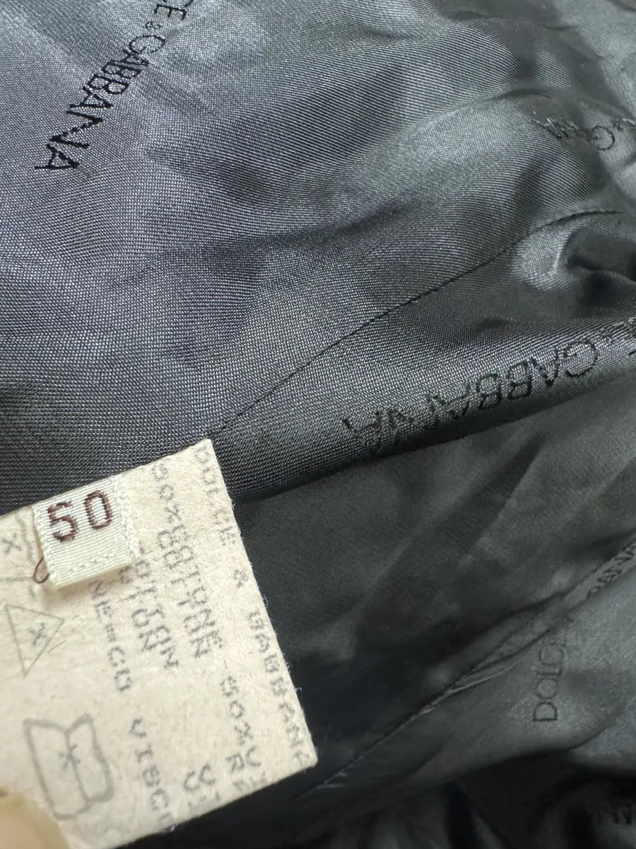 AW1998 Dolce & Gabbana Fur Effect Relief Black Long Jacket (M) 13