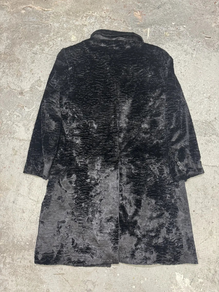 AW1998 Dolce & Gabbana Fur Effect Relief Black Long Jacket yVTgRWN 4
