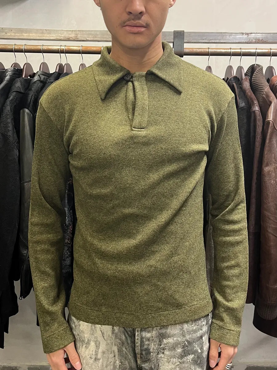 AW1998 Dolce & Gabbana Olive Pure Wool Polo Sweater (M) LyjuHVz 2
