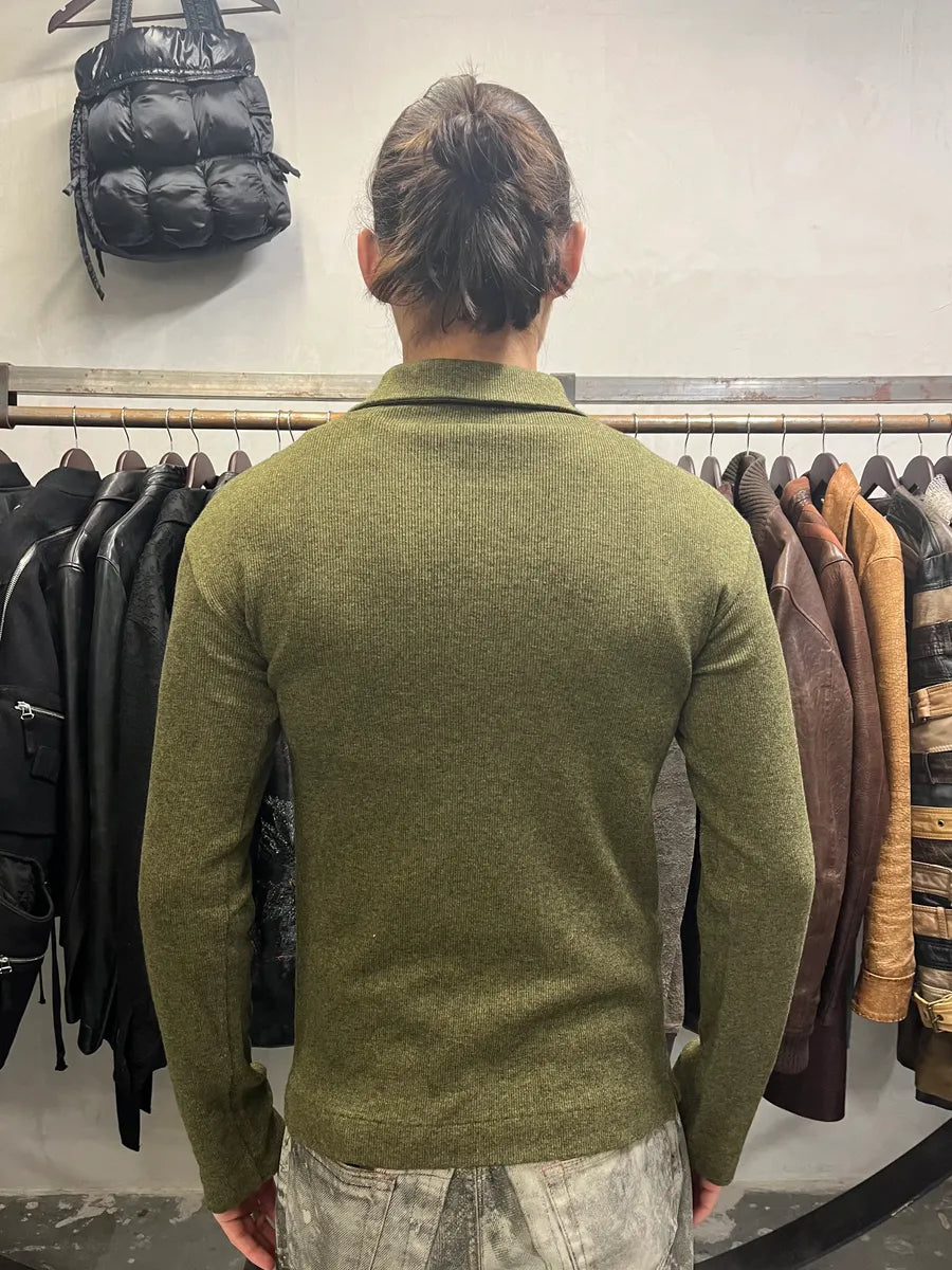 AW1998 Dolce & Gabbana Olive Pure Wool Polo Sweater (M) LyjuHVz 3