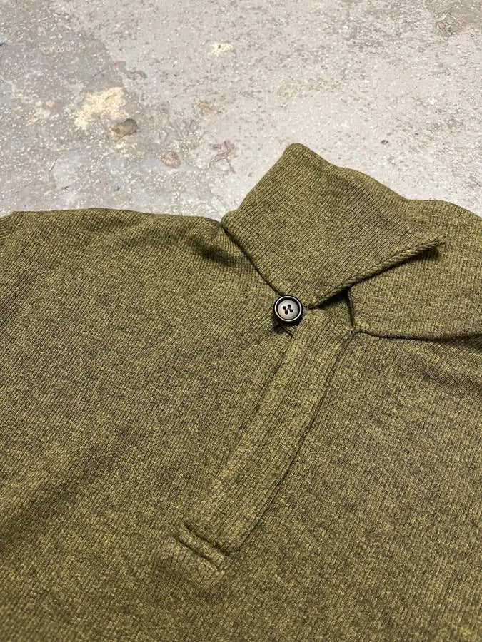 AW1998 Dolce & Gabbana Olive Pure Wool Polo Sweater (M) LyjuHVz 6