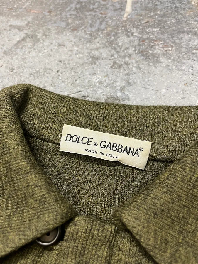 AW1998 Dolce & Gabbana Olive Pure Wool Polo Sweater (M) LyjuHVz 7