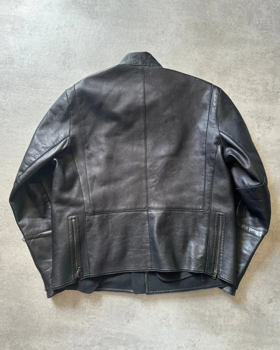 AW1998 Emporio Armani Black Dark Samurai Lamb Leather Jacket vjmqzNc 2