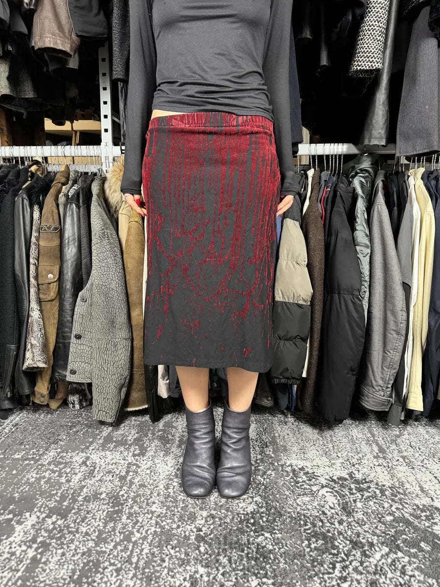AW1998 Jean Paul Gaultier Black Red Velvet Blood Skirt OEDXvJQ 0